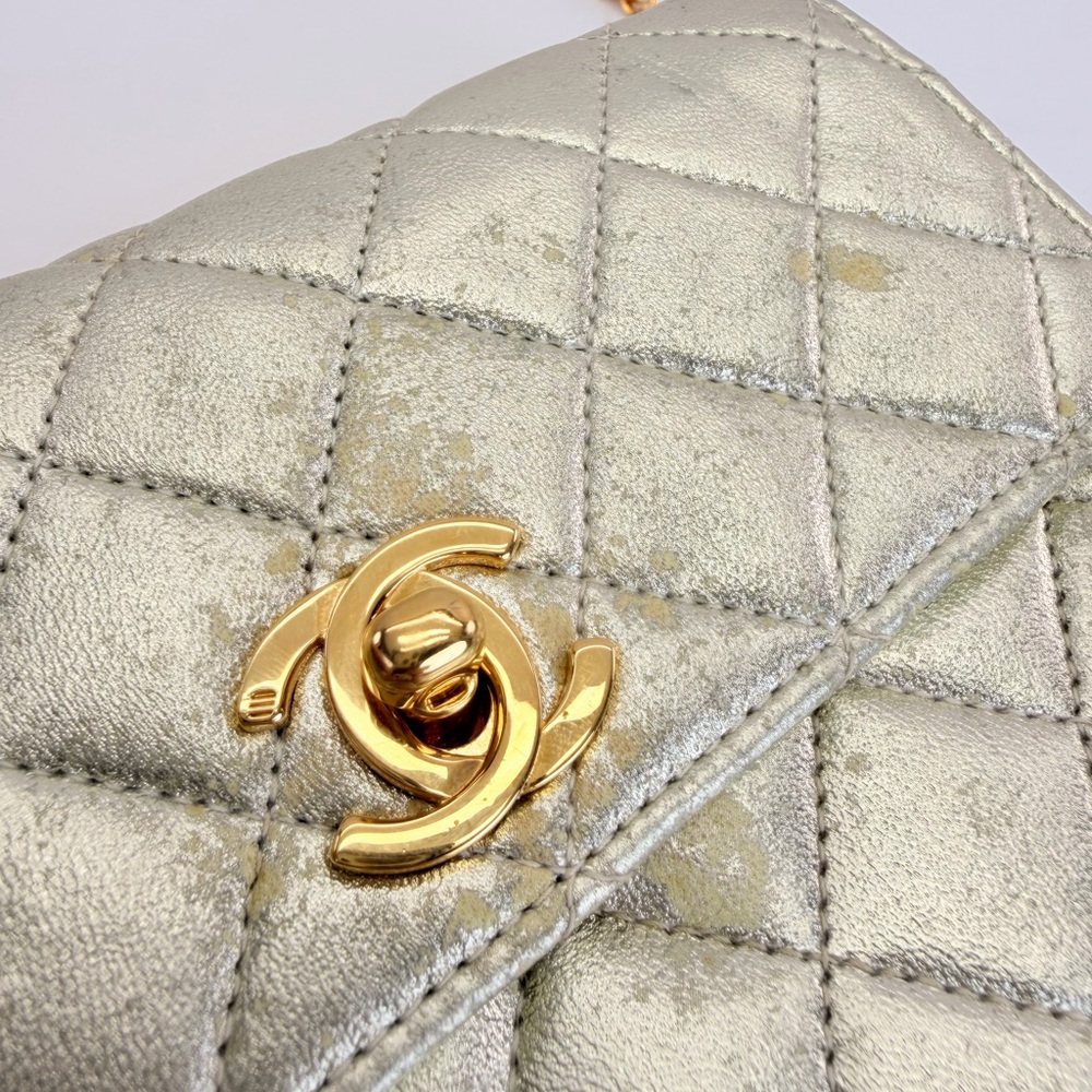 Chanel Vintage Metallic Quilted Mini Lambskin Flap Bag - Picture 8 of 15
